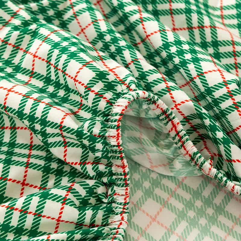Klassisches Weihnachts-Gingham-Bettwäscheset - image 4