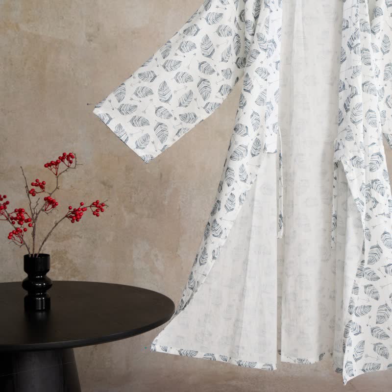 Kimono-Bademantel aus Baumwolle mit Blattpfeil-Motiv - image 10
