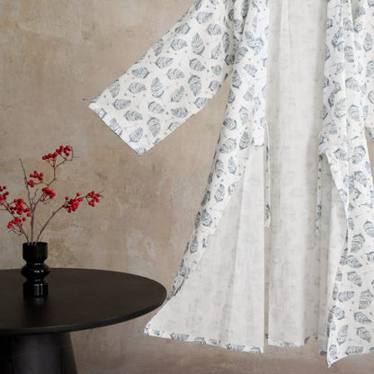 Kimono-Bademantel aus Baumwolle mit Blattpfeil-Motiv - image 10