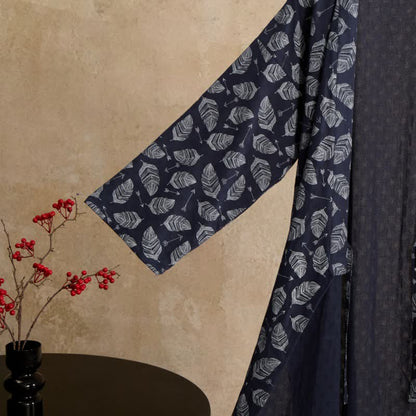 Kimono-Bademantel aus Baumwolle mit Blattpfeil-Motiv - image 5