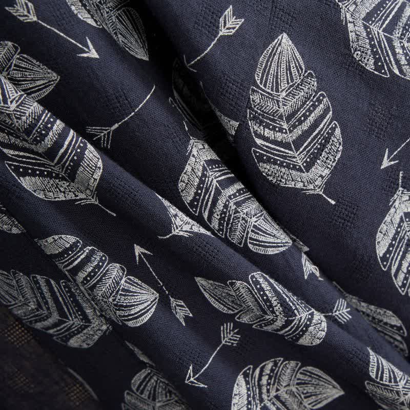 Kimono-Bademantel aus Baumwolle mit Blattpfeil-Motiv - image 6