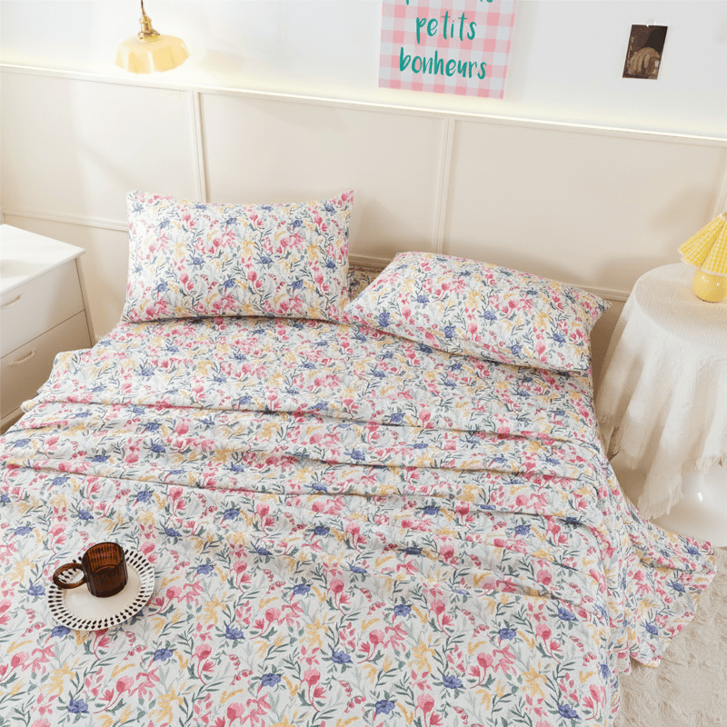 Bettwäsche-Set mit Aquarell-Wiesenblumen - image 1