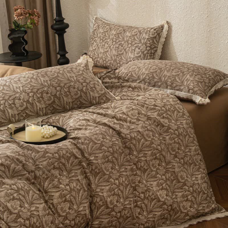 Bettwäsche-Set aus gebürsteter Baumwolle mit Vintage-Blattspitze - image 4