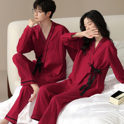Partner-Pyjama-Set aus Baumwolle, Kimono-Design - image 3