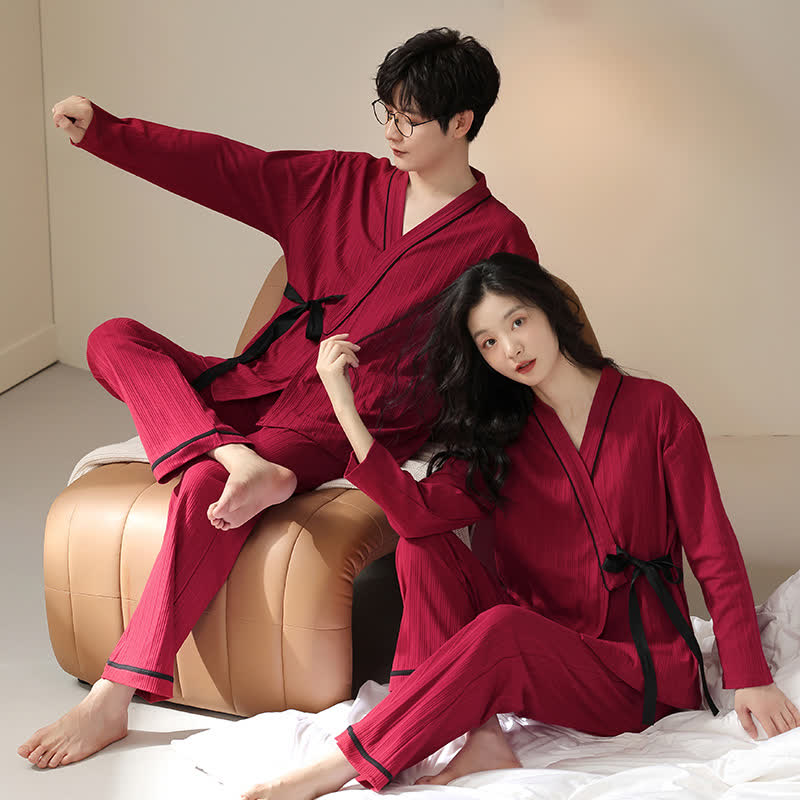 Partner-Pyjama-Set aus Baumwolle, Kimono-Design - image 0