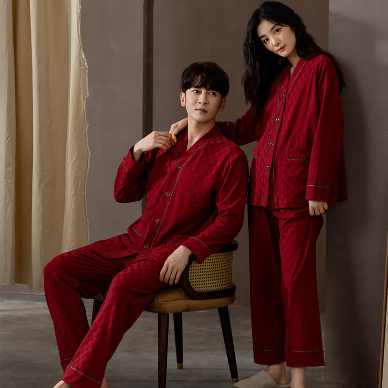 Kariertes Partner-Pyjama-Set aus Baumwolle - Rot - Herren: 3XL - image 0