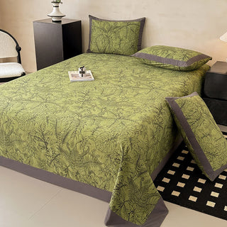 Tagesdecke aus gebürsteter Baumwolle mit botanischem Blattmuster - 2 Kissenbezüge - 48cm x 74cm - image 0