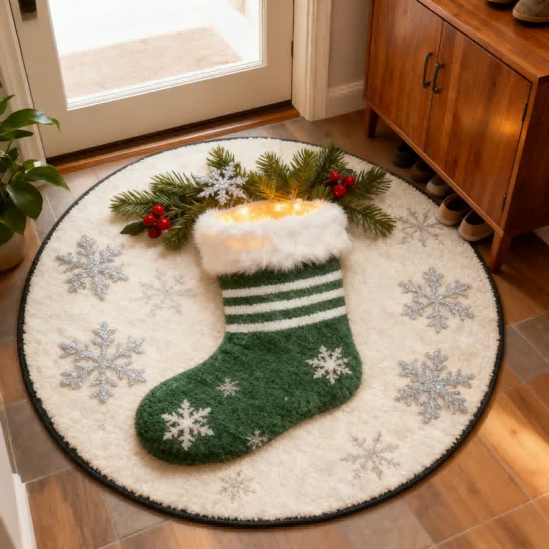 Weihnachtsstrumpf-Teppich mit Schneeflocken-3D-Effekt - image 1