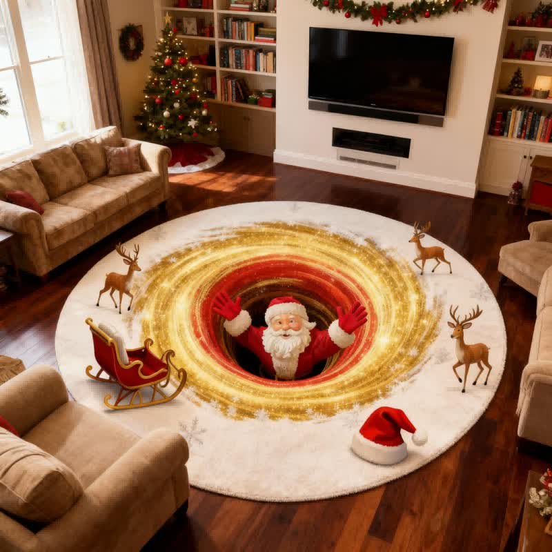 Weihnachtsmann-Rentier-Teppich mit 3D-Effekt - image 1