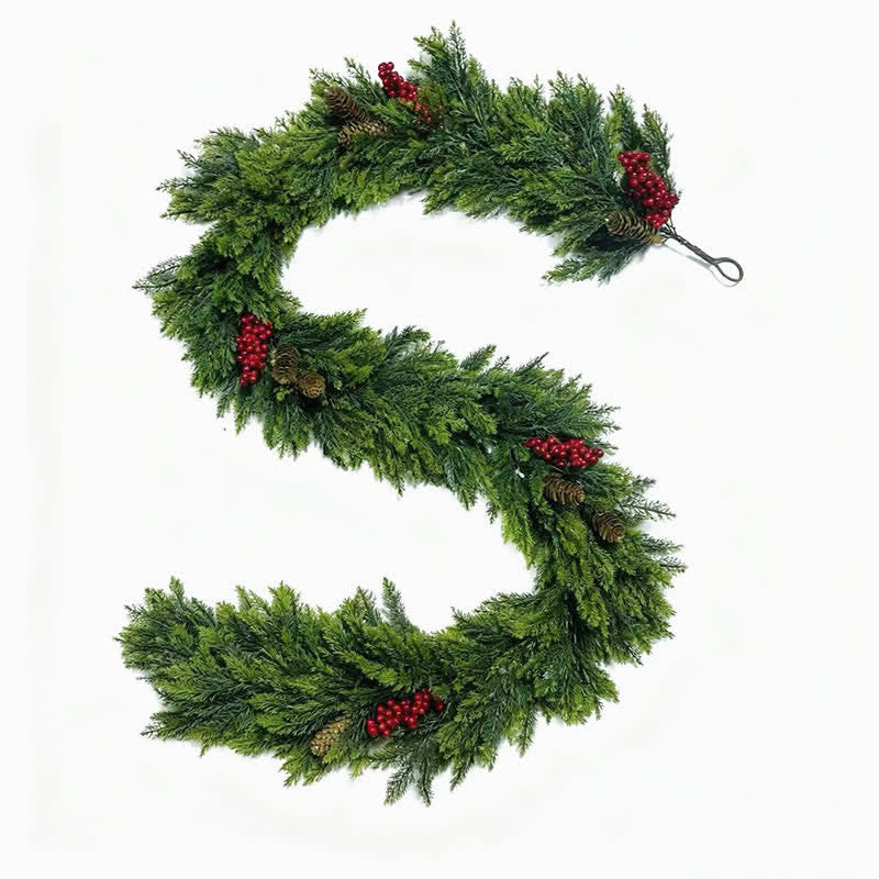 Künstliche Zedern- und Kiefernholz-Weihnachtsgirlande mit roten Beeren - image 5