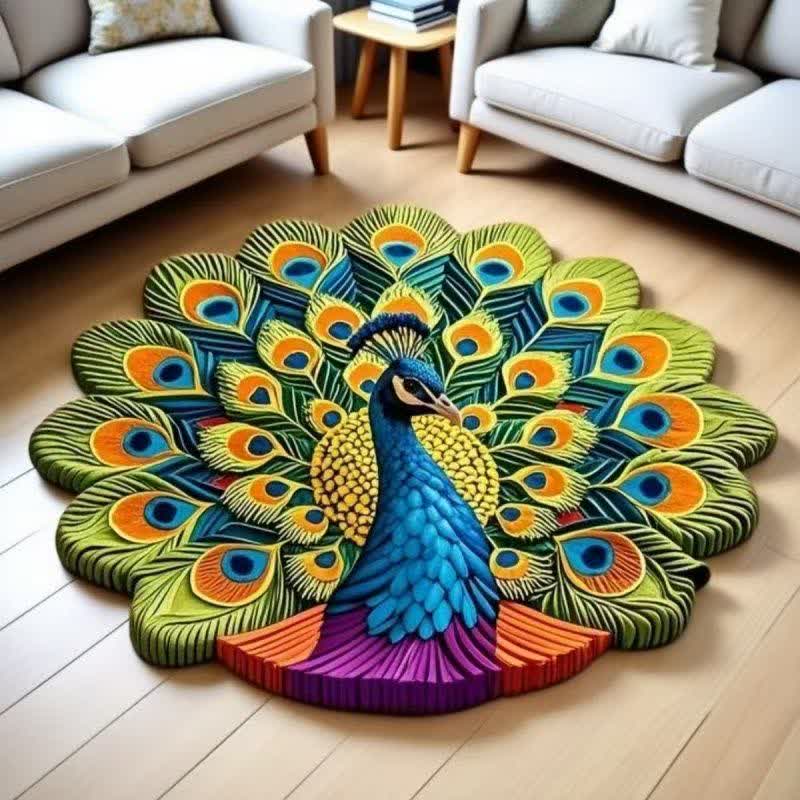 Teppich mit Pfauenblumenmuster und 3D-Effekt - C - 160cm - image 2