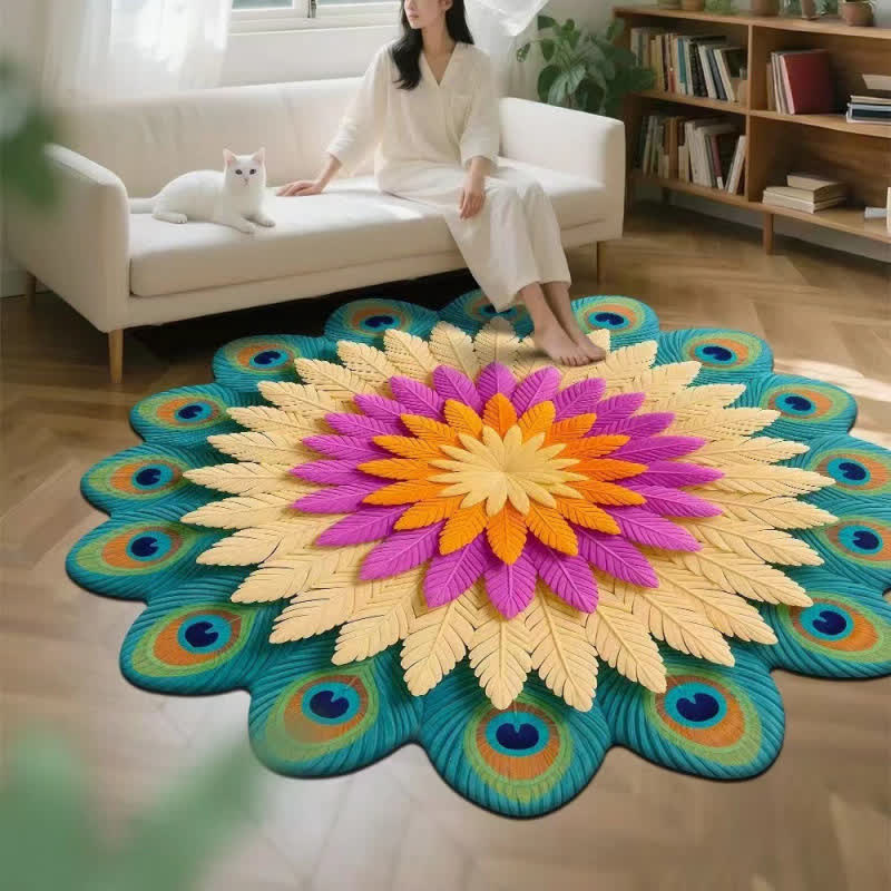 Teppich mit Pfauenblumenmuster und 3D-Effekt - G - 160cm - image 6