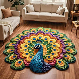 Teppich mit Pfauenblumenmuster und 3D-Effekt - A - 160cm - image 0