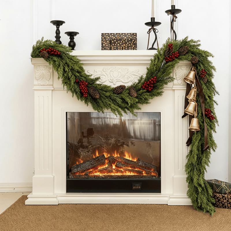 Künstliche Zedern- und Kiefernholz-Weihnachtsgirlande mit roten Beeren - image 0