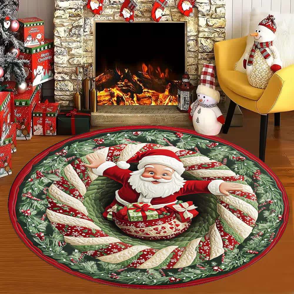 Weihnachtsteppich mit 3D-Effekt und Weihnachtsmann-Motiv - B - 160cm - image 1