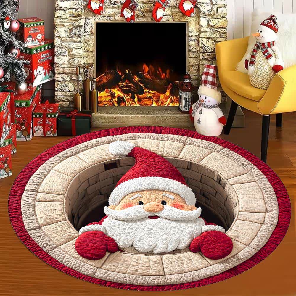 Weihnachtsteppich mit 3D-Effekt und Weihnachtsmann-Motiv - A - 160cm - image 0