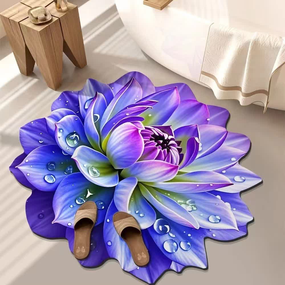 Bunter Teppich mit floralem 3D-Effekt - Lila - 140cm - image 1