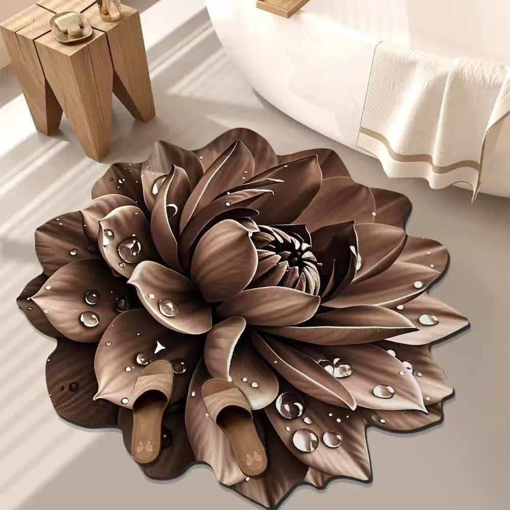 Bunter Teppich mit floralem 3D-Effekt - Schokolade - 140cm - image 7