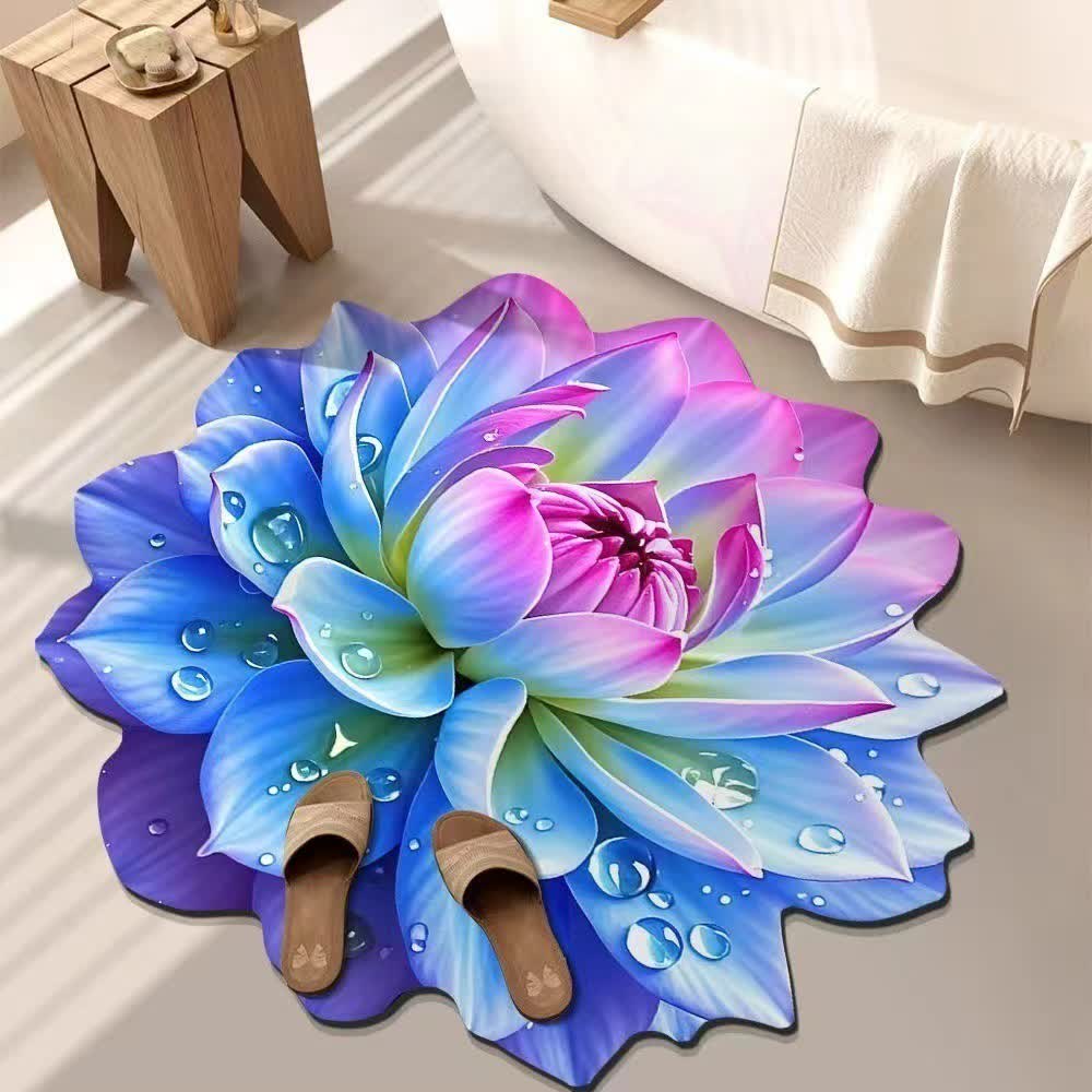 Bunter Teppich mit floralem 3D-Effekt - Blau & Lila - 140cm - image 8