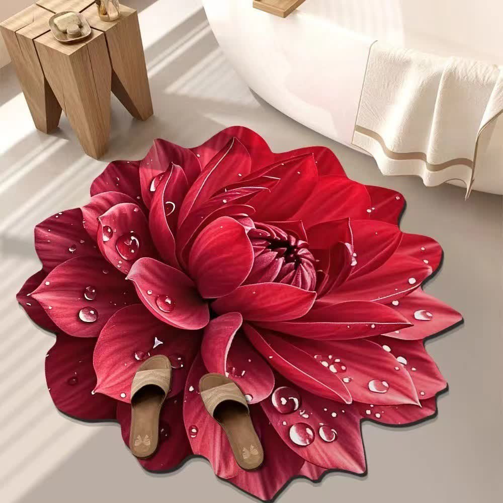 Bunter Teppich mit floralem 3D-Effekt - Rot - 140cm - image 3