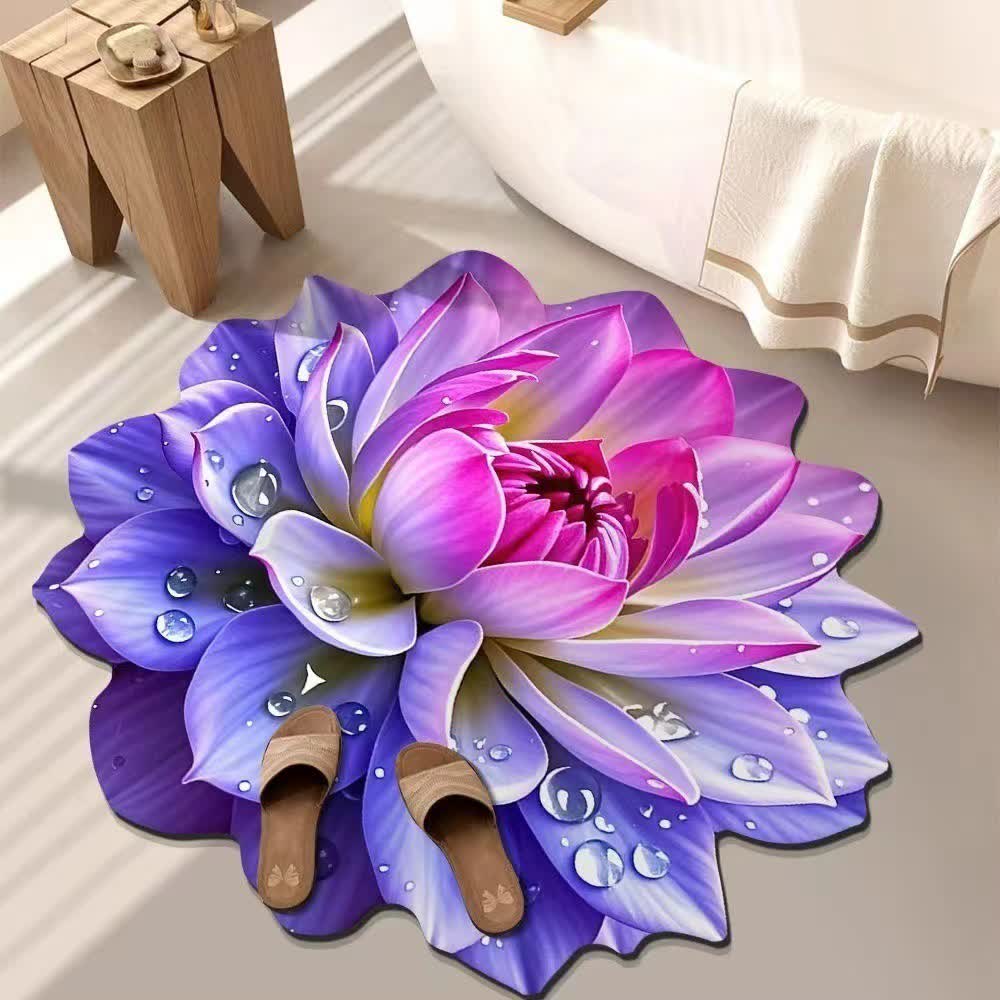 Bunter Teppich mit floralem 3D-Effekt - Lila & Rosa - 140cm - image 0