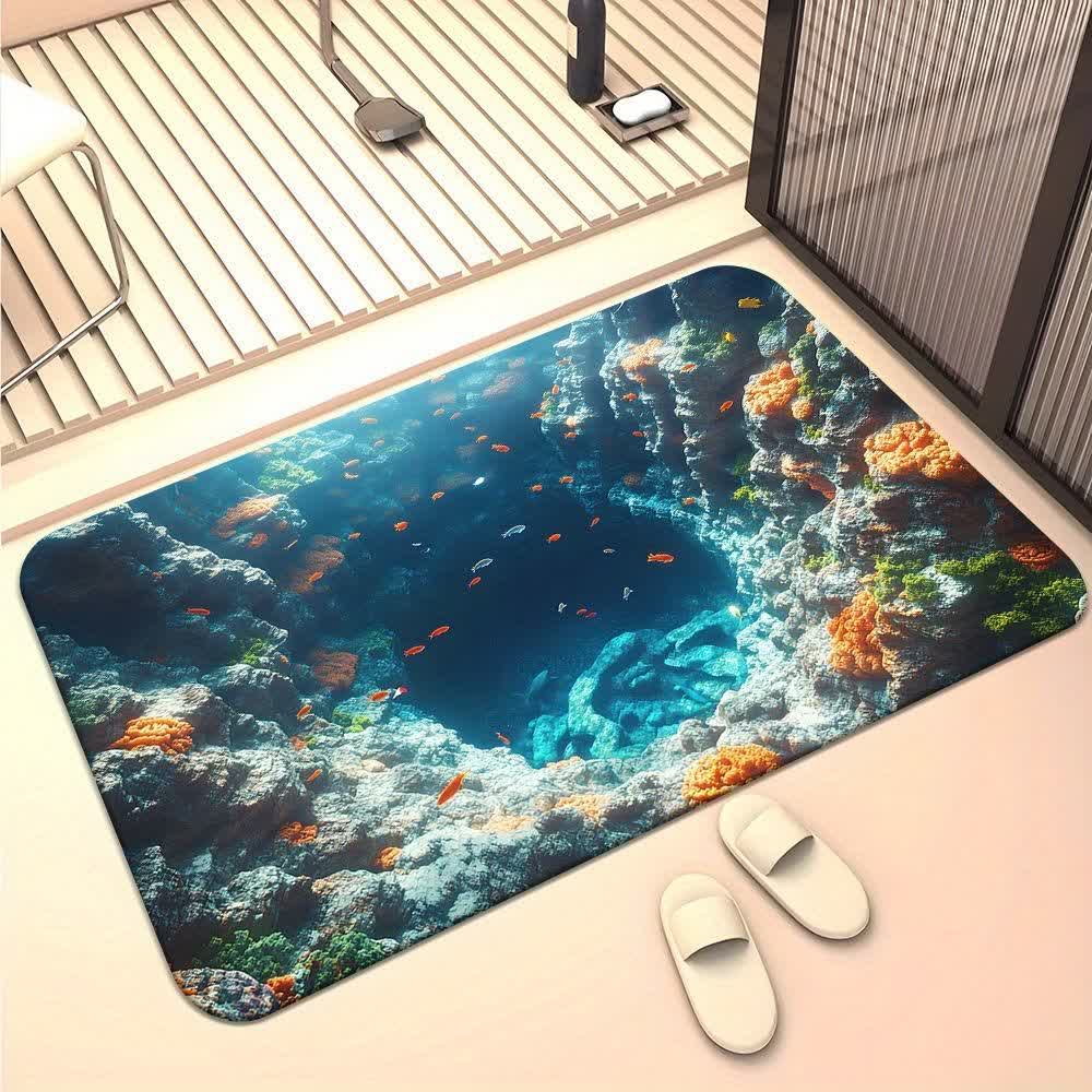Höhlenlandschaft-3D-Effekt-Teppich - Unterwasser-Karsthöhle - 80cm x 120cm - image 1