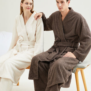 Partner-Bademantel-Hosen-Set in passenden Unifarben - image 0