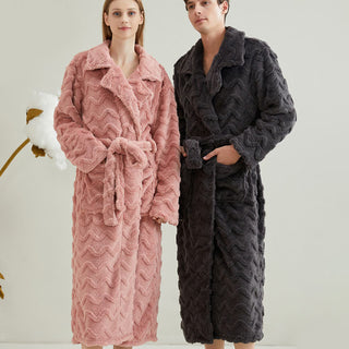 Unisex Bademantel, einfarbig, wellenförmig strukturiert - image 0