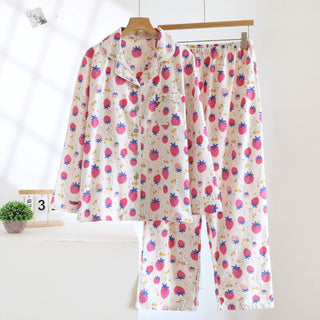 Loungewear-Set aus gebürsteter Baumwolle in Erdbeerfarben - Wie abgebildet - XL - image 0