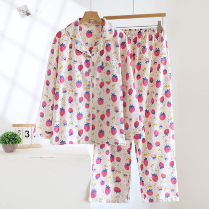 Loungewear-Set aus gebürsteter Baumwolle in Erdbeerfarben - Wie abgebildet - XL - image 0