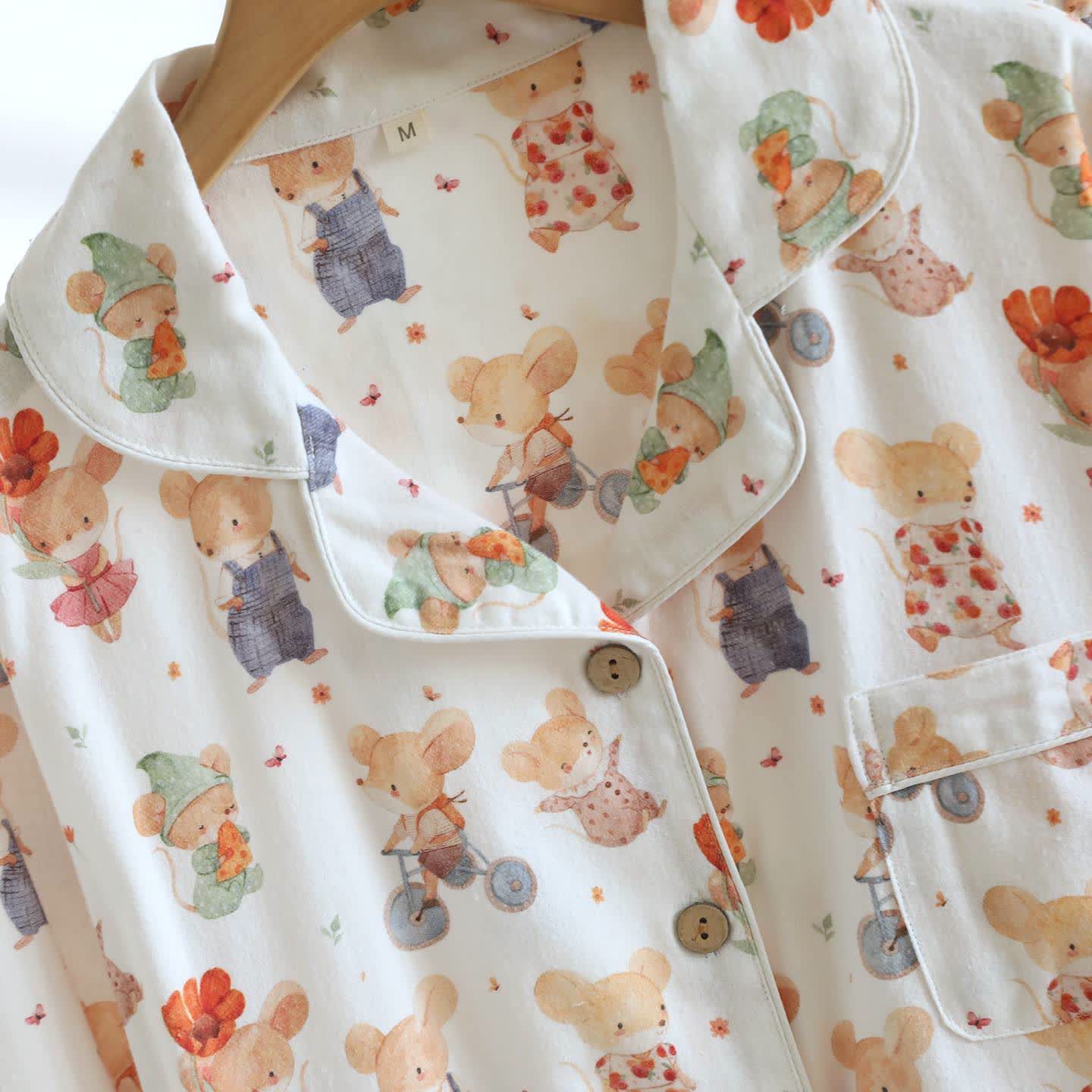 Loungewear-Set aus gebürsteter Baumwolle mit Cartoon-Tiermotiven - image 3