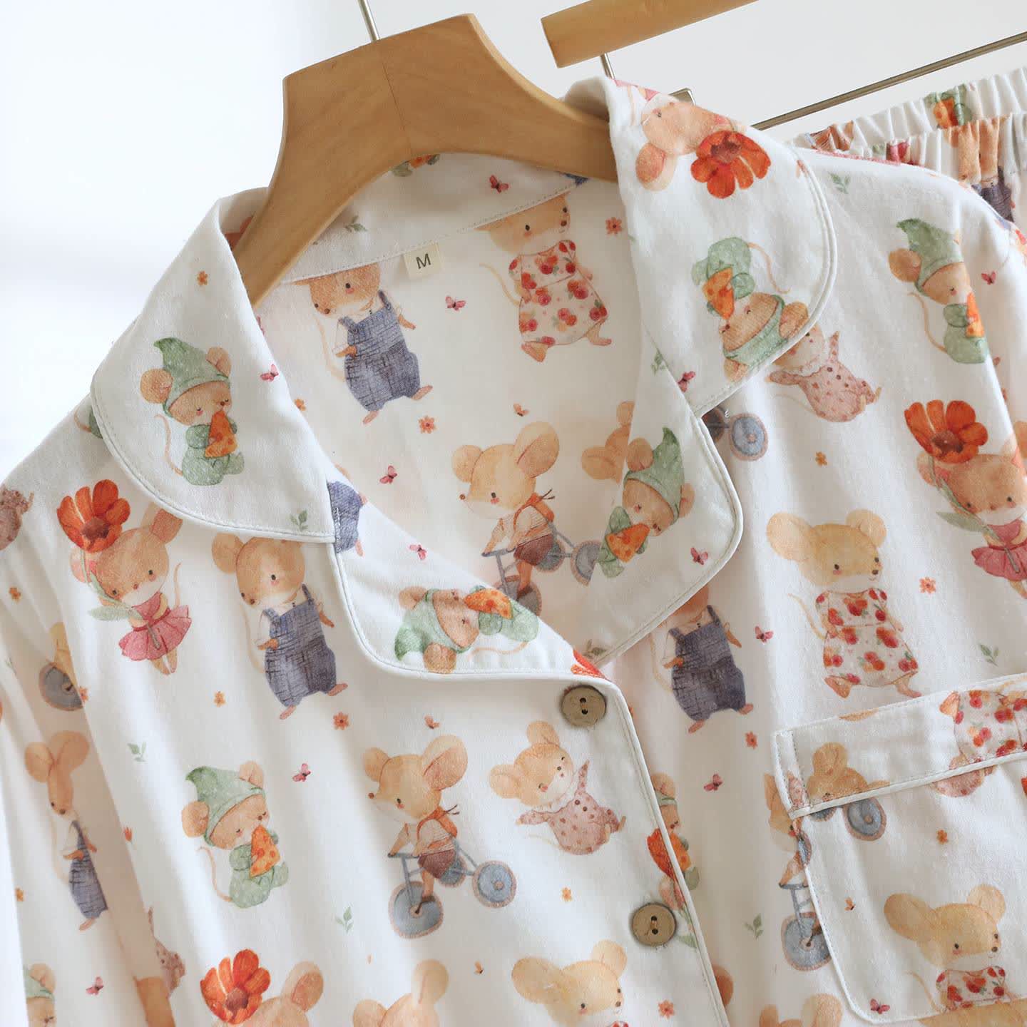 Loungewear-Set aus gebürsteter Baumwolle mit Cartoon-Tiermotiven - image 2
