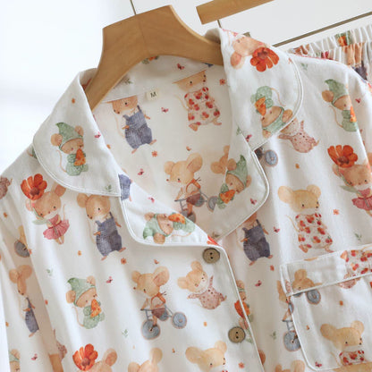 Loungewear-Set aus gebürsteter Baumwolle mit Cartoon-Tiermotiven - image 2