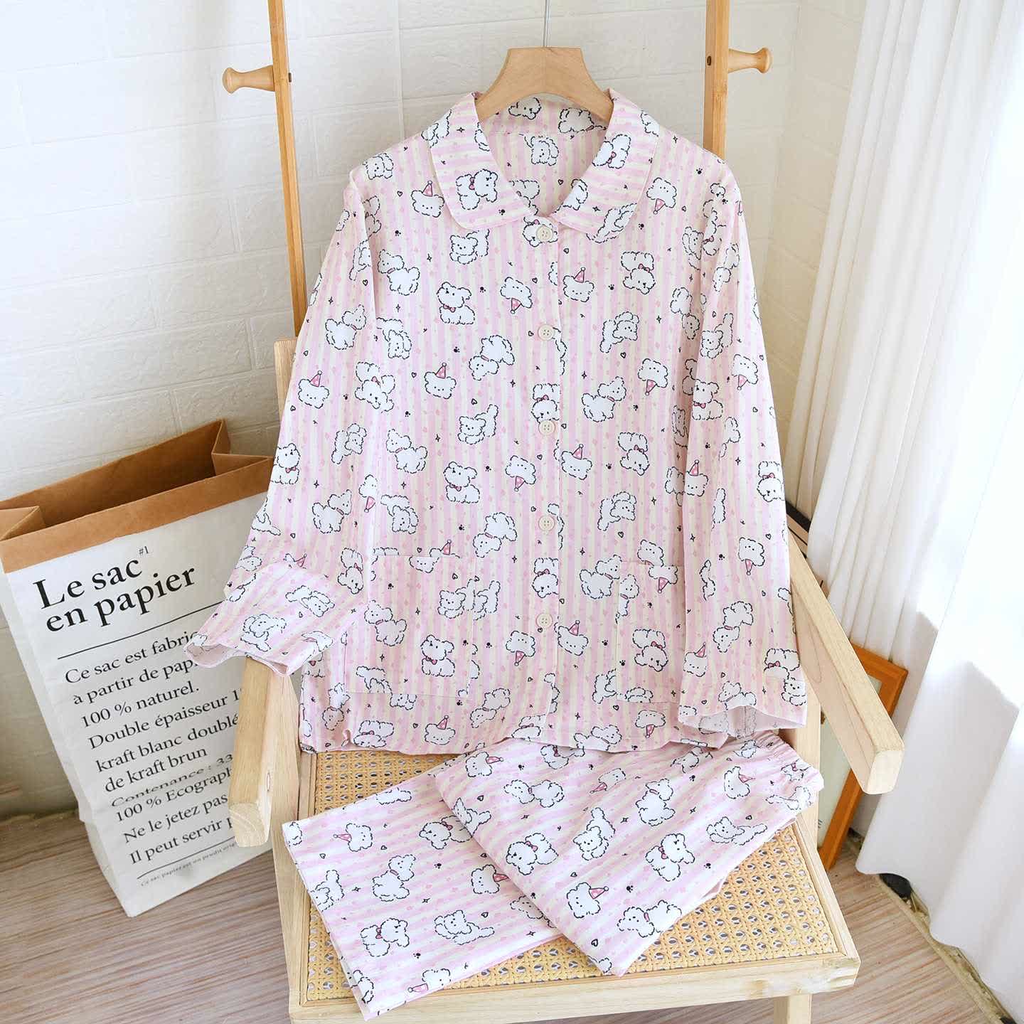 Loungewear-Set aus gebürsteter Baumwolle mit Cartoon-Welpenmotiv - Wie abgebildet - XL - image 0