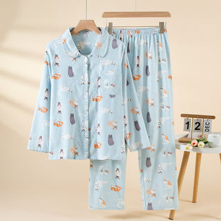 Loungewear-Set aus gebürsteter Baumwolle mit Cartoon-Katzenmotiv - Wie abgebildet - XL - image 0