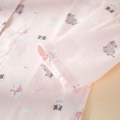 Niedliches Loungewear-Set aus gebürsteter Baumwolle mit Hunde- und Katzenmotiven - image 4
