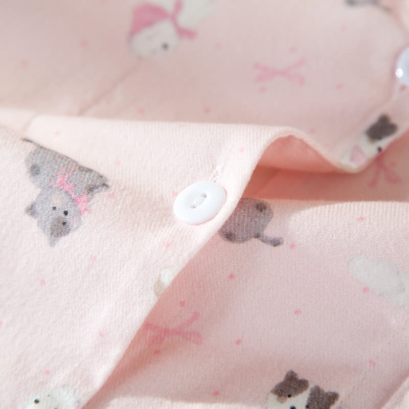 Niedliches Loungewear-Set aus gebürsteter Baumwolle mit Hunde- und Katzenmotiven - image 5