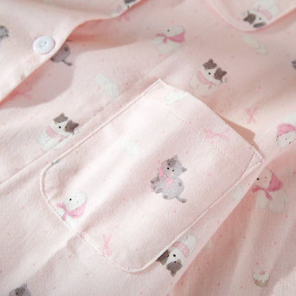 Niedliches Loungewear-Set aus gebürsteter Baumwolle mit Hunde- und Katzenmotiven - image 3