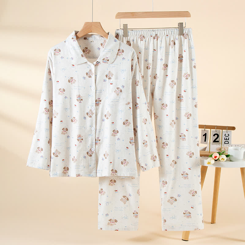 Loungewear-Set aus gebürsteter Baumwolle in Hundebeige - Wie abgebildet - XL - image 0