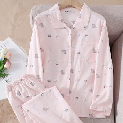 Niedliches Loungewear-Set aus gebürsteter Baumwolle mit Hunde- und Katzenmotiven - image 1
