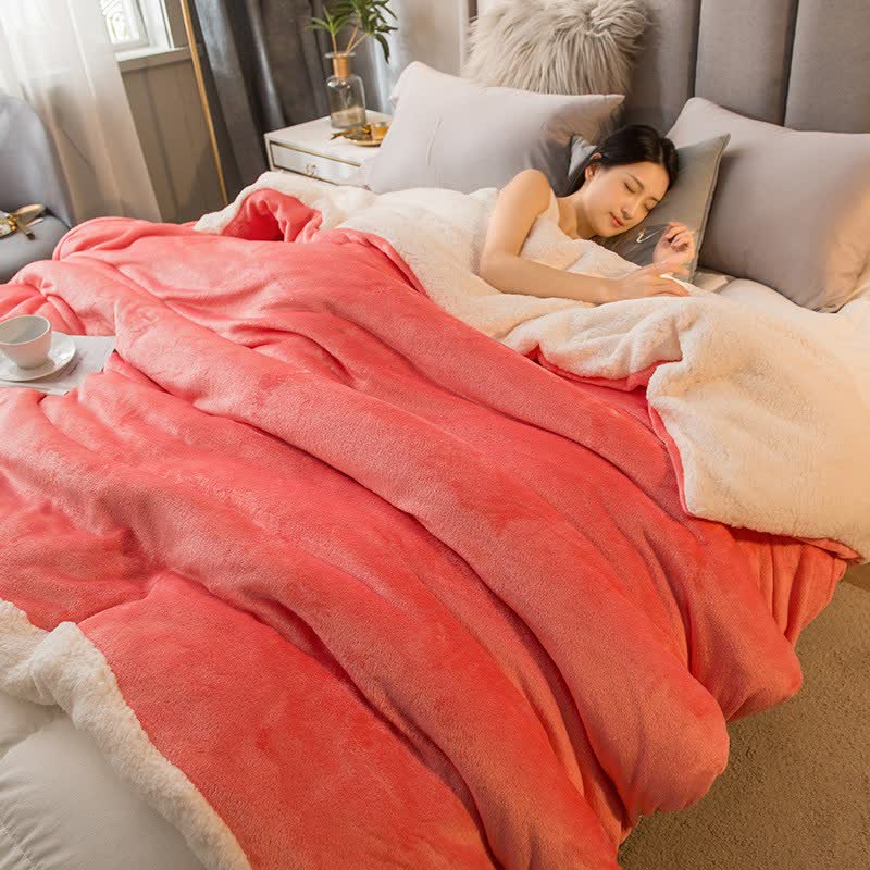 Einfarbiger Sherpa-Bettbezug/Decke - Rot - 200cm x 230cm - image 19