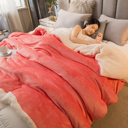 Einfarbiger Sherpa-Bettbezug/Decke - Rot - 200cm x 230cm - image 19