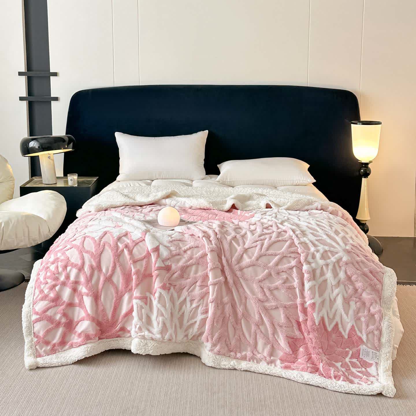 Sherpa-Decke mit floralem Muster - Rosa - 200cm x 230cm - image 15