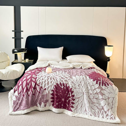 Sherpa-Decke mit floralem Muster - Lila - 200cm x 230cm - image 17