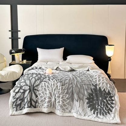 Sherpa-Decke mit floralem Muster - Dunkelgrau - 200cm x 230cm - image 14