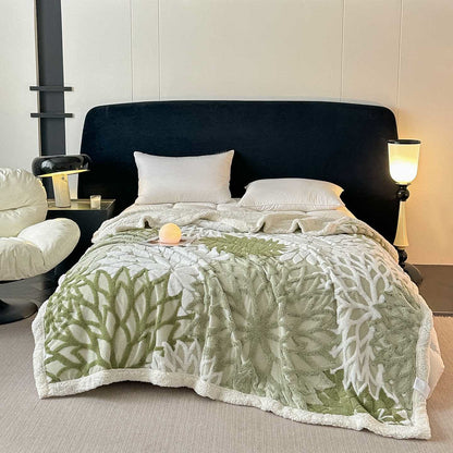 Sherpa-Decke mit floralem Muster - Hellgrün - 200cm x 230cm - image 11