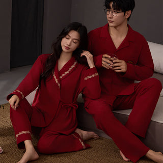 Rotes Partner-Pyjama-Set aus Baumwolle - Rot - Herren: 3XL - image 0