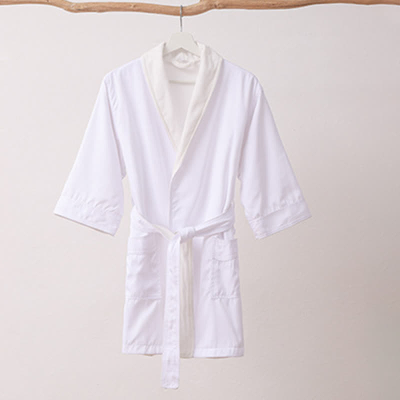 Minimalistischer, einfarbiger Kinderbademantel mit Tasche - Weiß - XL - image 3