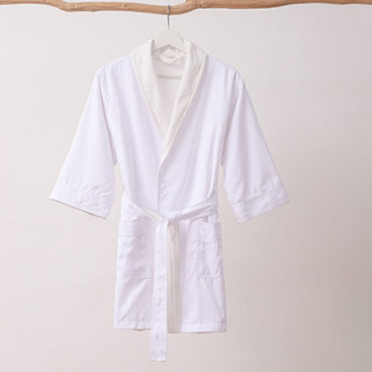 Minimalistischer, einfarbiger Kinderbademantel mit Tasche - Weiß - XL - image 3
