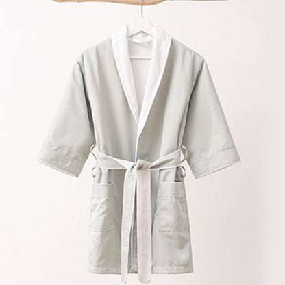 Minimalistischer, einfarbiger Kinderbademantel mit Tasche - Grün - XL - image 8